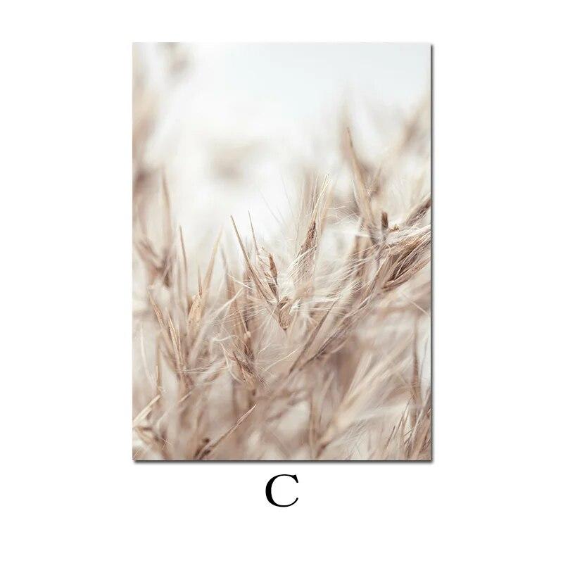Naturlandschaft Nordisches Poster und Druck Beige Giraffe Strand Pflanze Botanische Kunst MalereiLeinwand Modernes Wandbild Wohnkultur