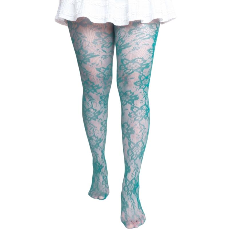 Elegant Hollowed Out Lace Fishnet Stockings with Flower Patterned Aesthetic See Through Mesh Tights Pantyhose for Women