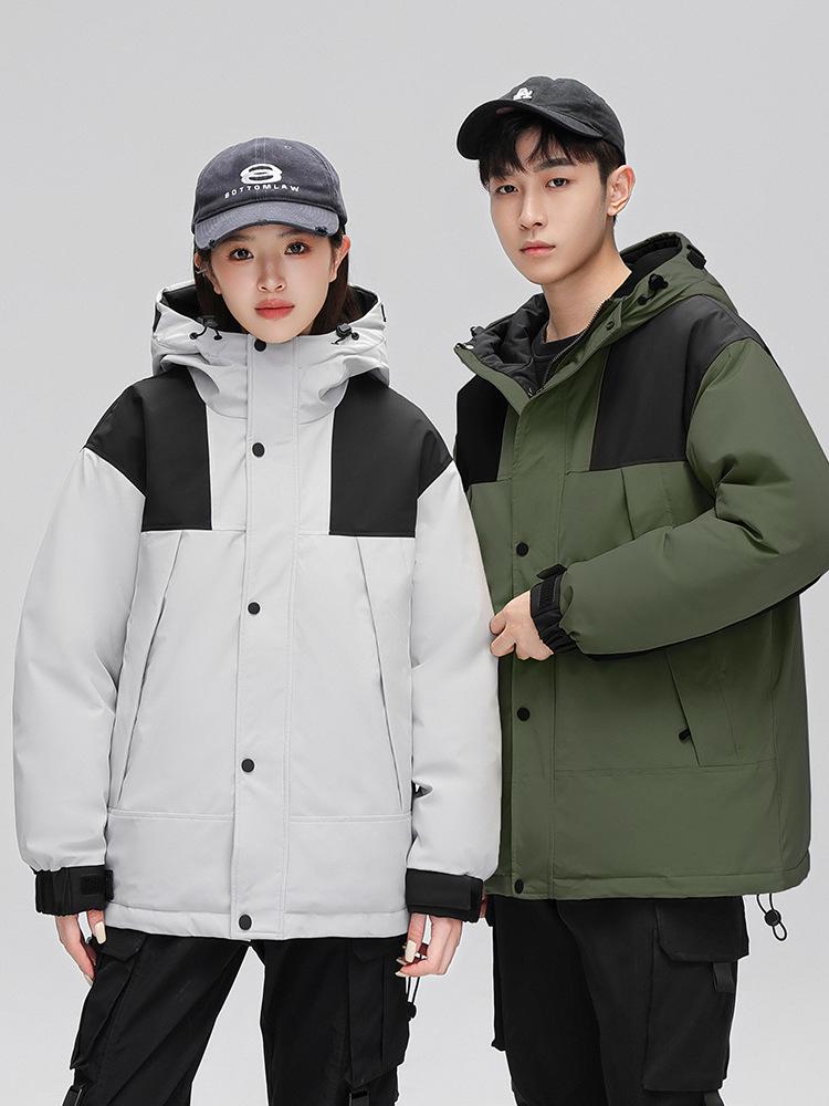 Unisex Hooded Winter Down Jacket 2025: Workwear-Inspired, Thick, Warm, Cold-Protective Outerwear for Skiing