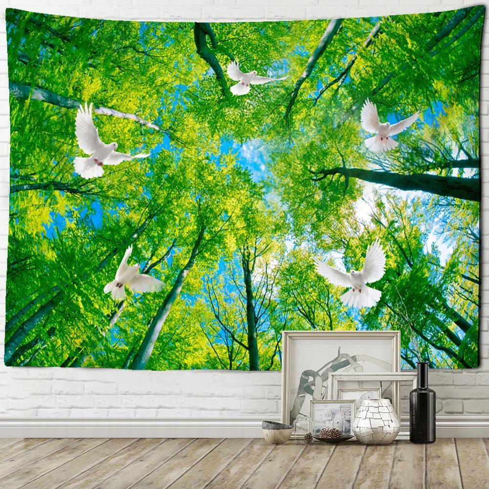 Forest River Wall Tapestry - Nature Landscape HD Print, Calming Waterfall Scene for Bedroom & Living Room Decor