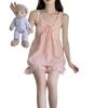 2026 Summer Women's Cloud Cotton Pajama Set with Built-in Bra, Princess Style Camisole, Sweet Home Wear