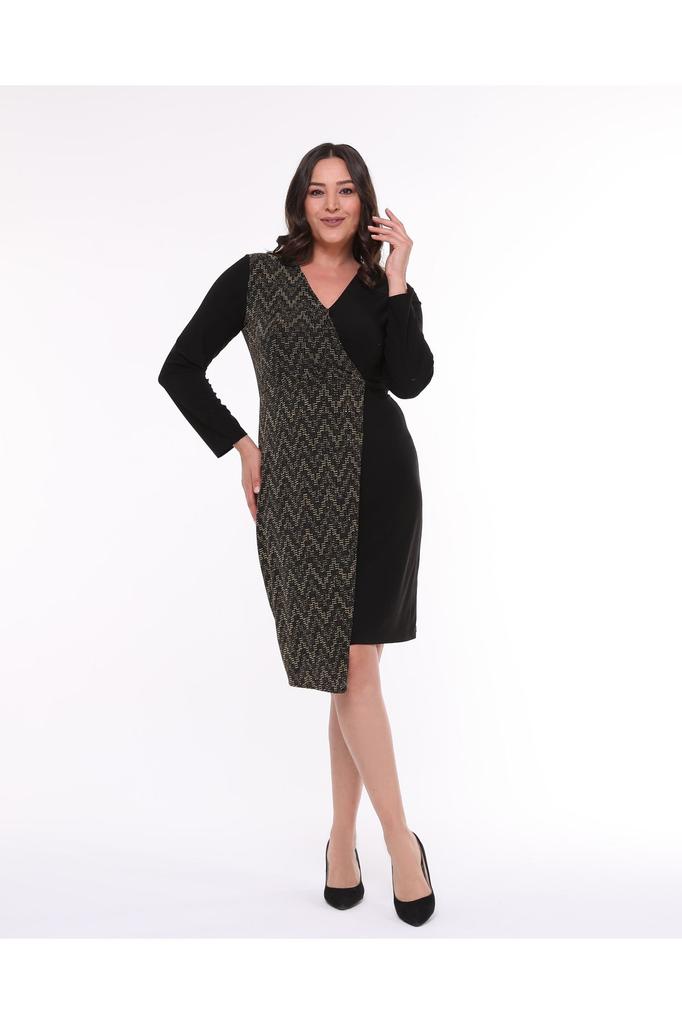 Women's Big Size Dress Medium Size Double Breasted Collar Asymmetrical Evening Dress