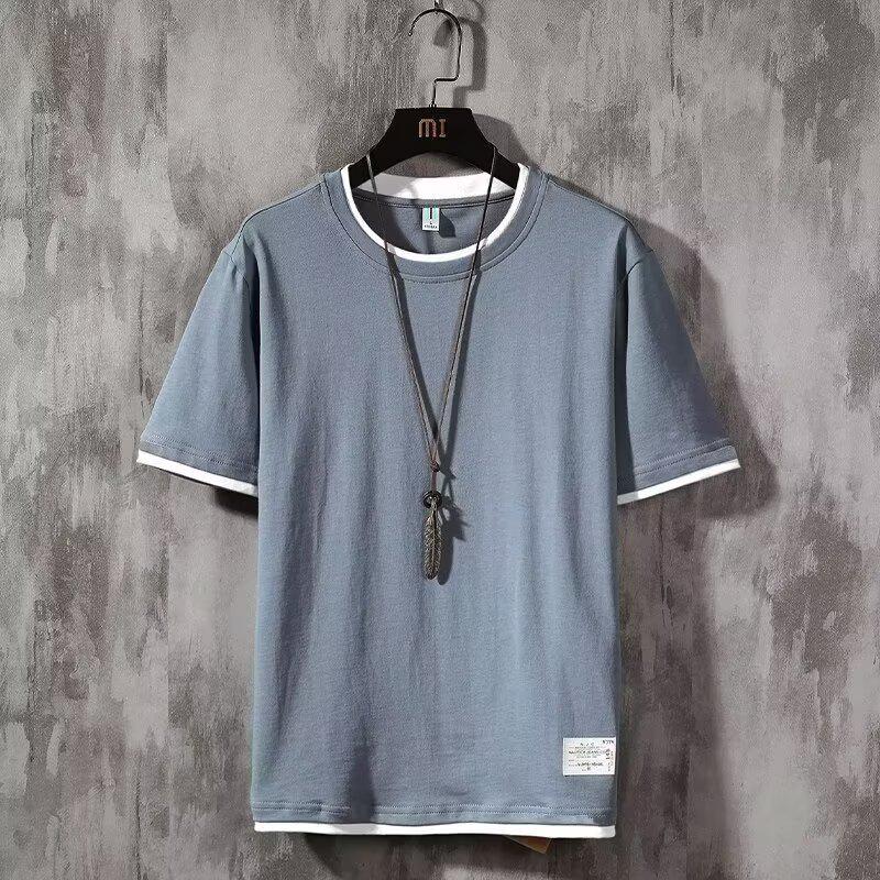 2024 Men's Trendy Colorblock Round Neck Loose-Fit T-shirt - Short Sleeve