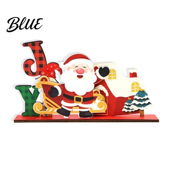 Easy Assembly Xmas Crafts Wooden Christmas Ornaments, Tabletop Decoration with Santa Claus Snowman Elk Window Display Props Designs for Home