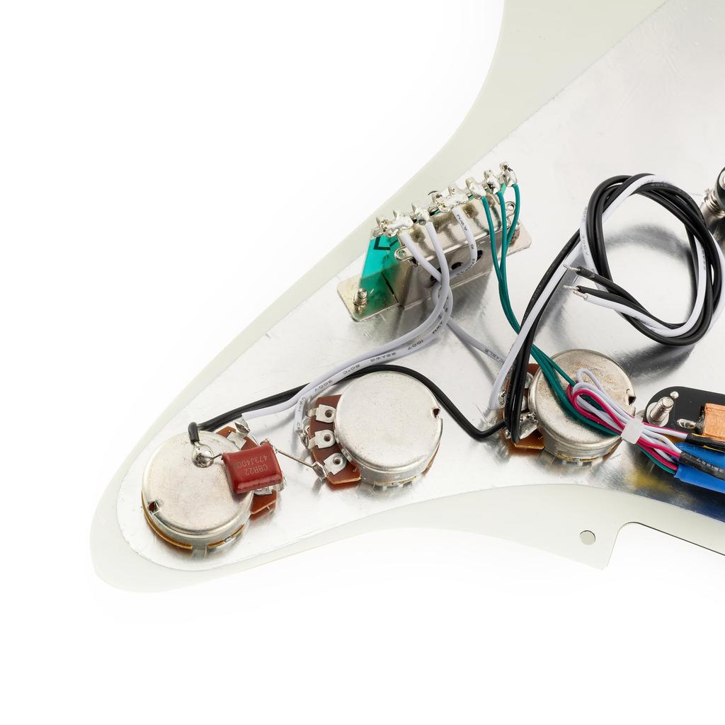 Musiclily Pro-SE Strat Wiring Pre-assembled Pickguard SSS Humbucker Ceramic Single-coil Size Aged White for Strat Electric Guitar