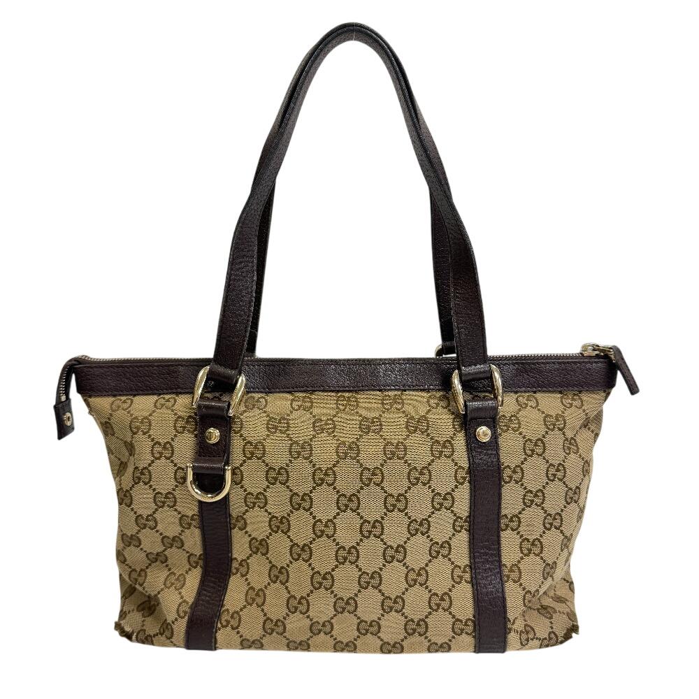 GUCCI 141470 GG pattern canvas Abbey Tote Bag Brown canvas Women Used