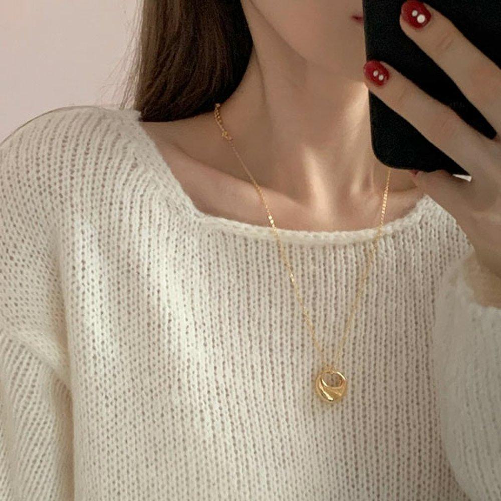Squaz Women's Daily Necklace Bold Ring Pendant Nickel-Free Plated Necklace Sear008