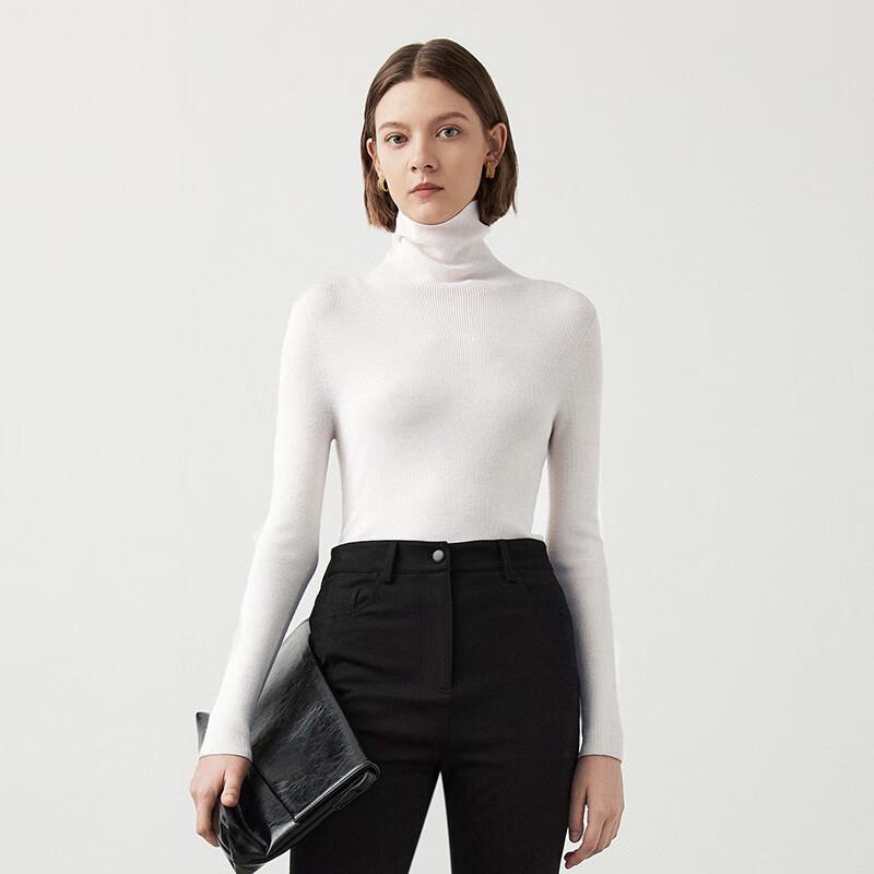 LANCY Pure Wool High-Neck Knit Sweater