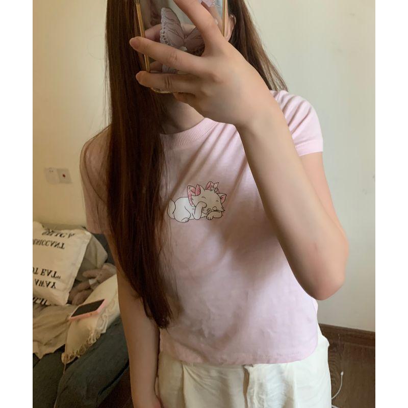 

Australia Cott * Body Bows% Cotton Heart Printing Short round Neck Short Sleeve T-shirt C937 No. 2 color XS