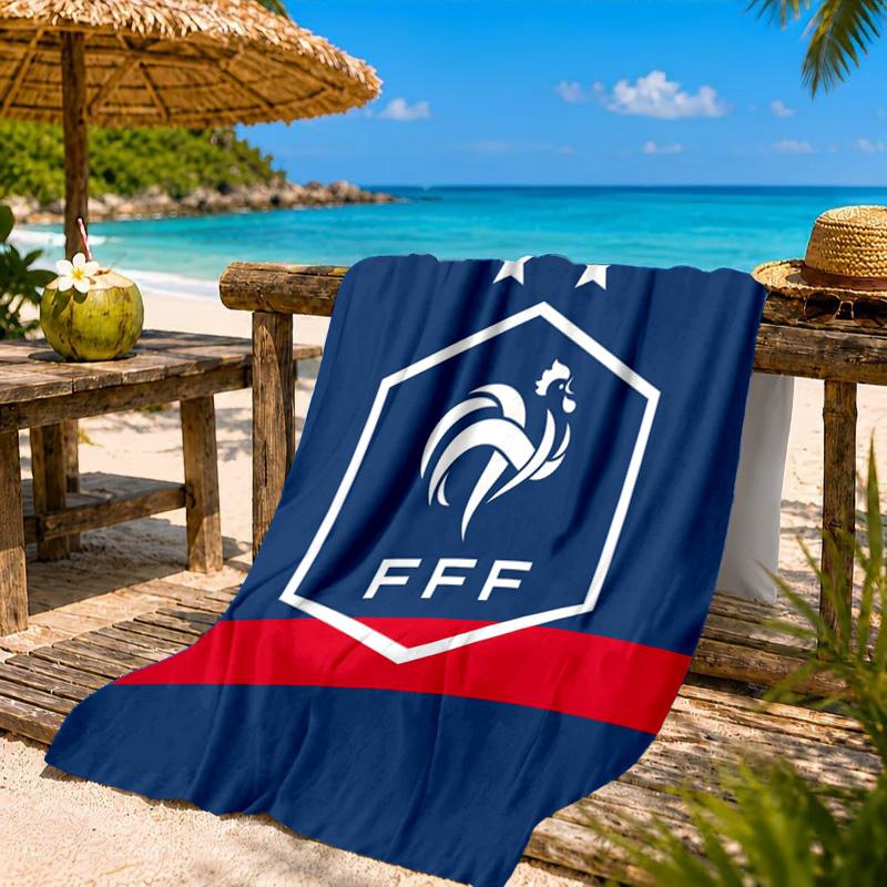 France Soccer Club Emblem Printed Microfiber Beach Towel, Soft And Absorbent, Quick-Dry, Ideal for Summer Travel, Beach Essential, Swimming Pool