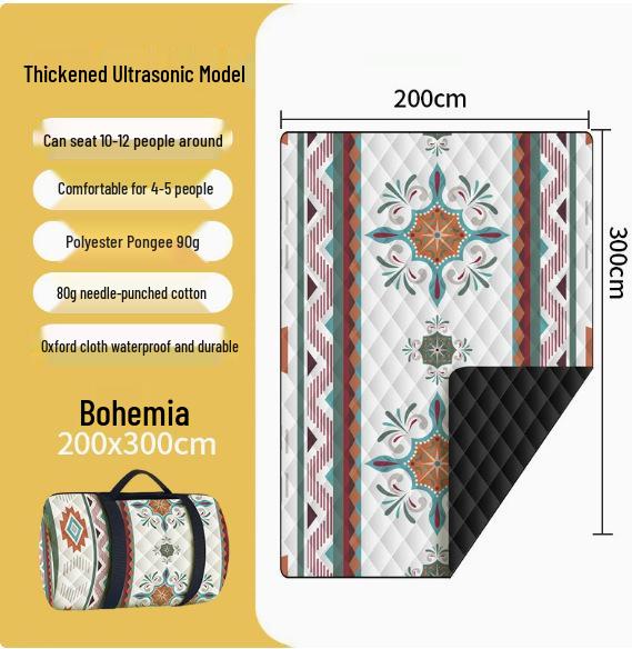 Tapete de Piquenique Espessado Ultrassônico: Almofada à Prova de Umidade para Gramado e Acampamento ao Ar Livre com Estacas de Solo