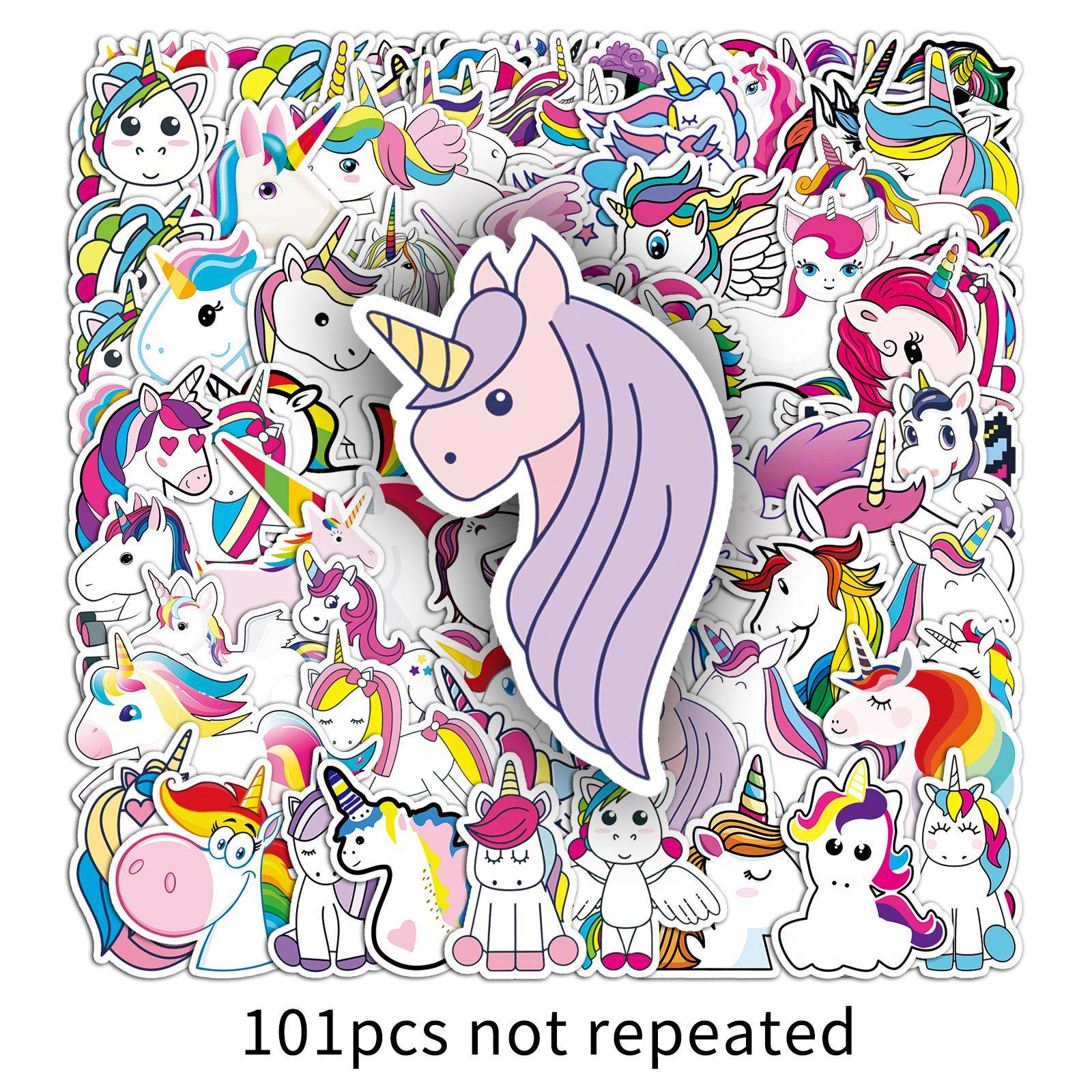 101 Cartoon Unicorn Rainbow Stickers for Notebooks and Journals