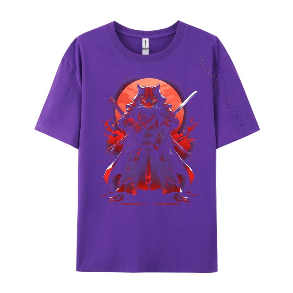 Cat Samurai Ninja Cat Samurai Art Ukiyo E Grey Shirt Graphic Tee Female Mens T Shirt Camisetas Hombre
