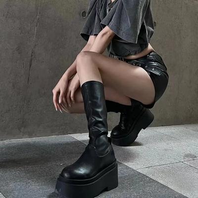 Knee Length Boots Women New British Style Soled Comfort Shoes Lady Autumn 2024 Fashion Back  High Tube Knight Boots