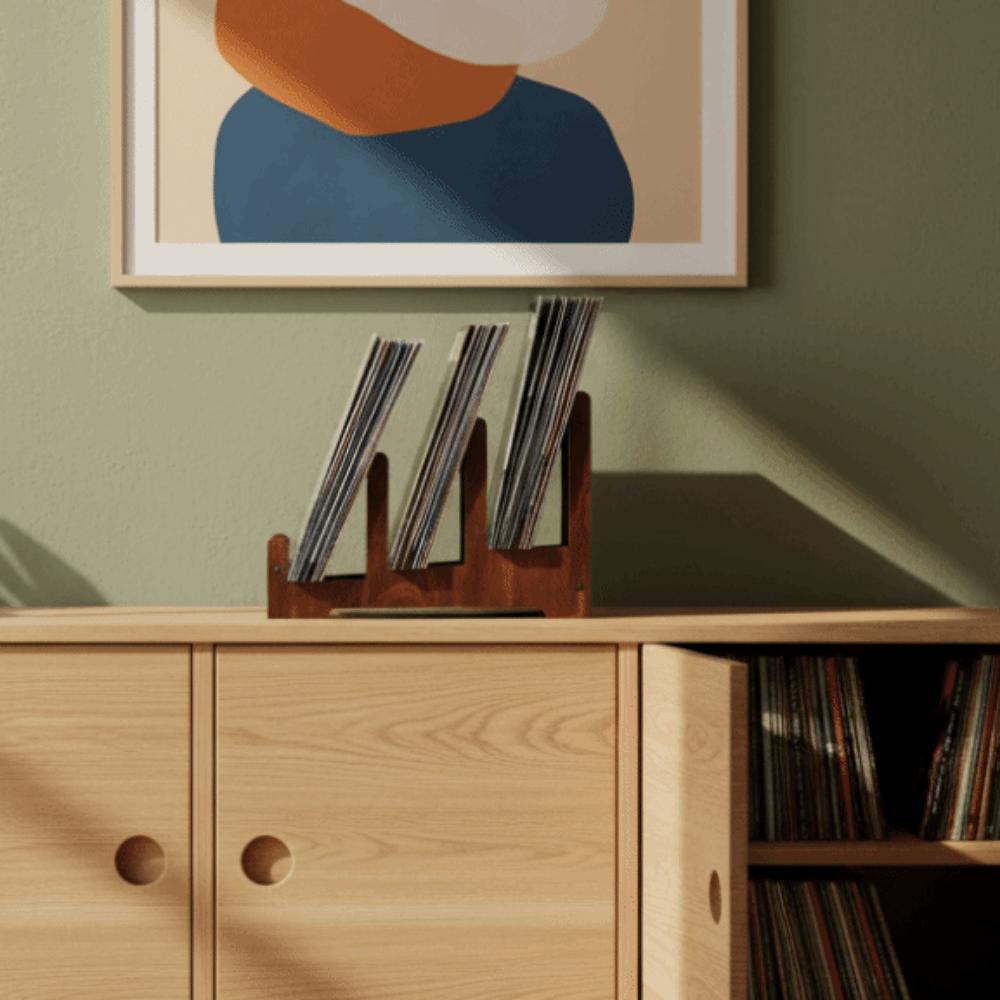 Grote Capaciteit Vinyl Platenhouder Houten CD Display Stand Magazine Organisatie Bureau Ornament