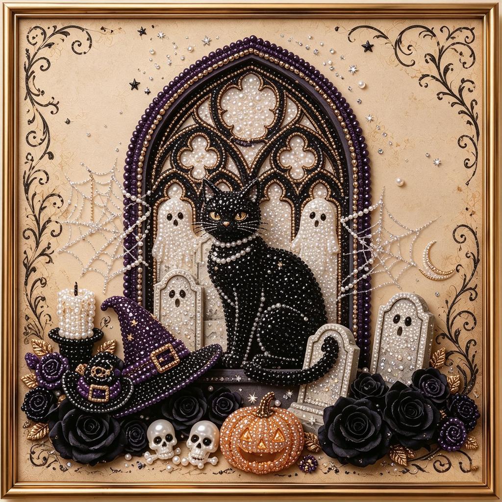 Halloween Witch Hat Kit ___0__ for Adults - 5D DIY Embroidery Home Wall Decor