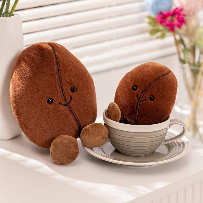 Bean Male Coffee Plush Toy Cute Cartoon Girl Bedroom Decoration Dolls Gifts