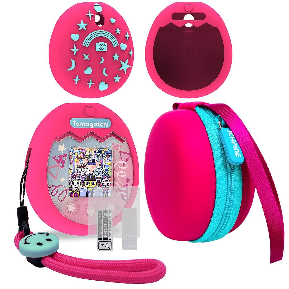 

Жорсткий чохол JCHPINE та силіконова кришка, сумісна з Tamagotchi Pix Interactive Virtual Pet Game Machine Protector Screen for Tamagotchi Pix рожевий
