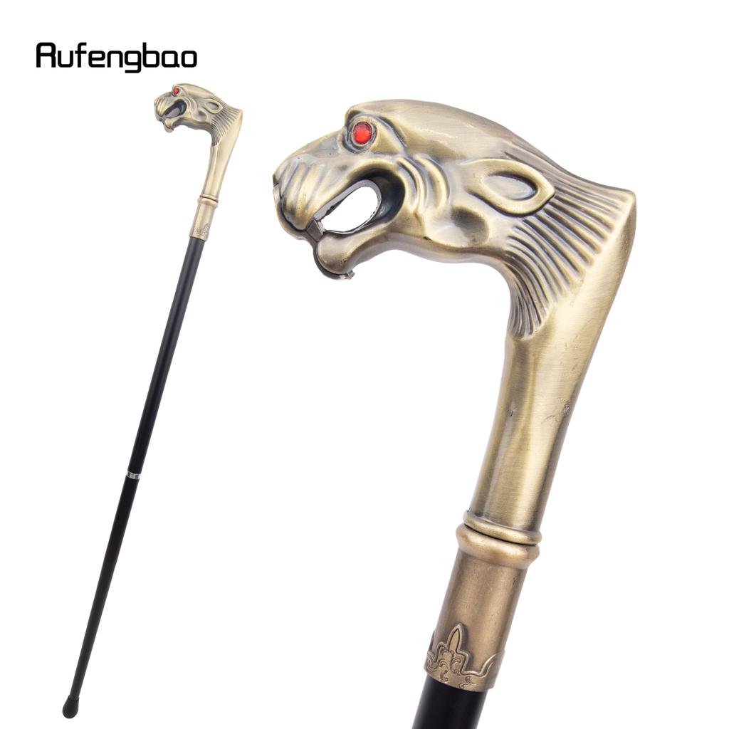 Copper Leopard Red Eye Luxury Fashion Cosplay Walking Stick Party Decorative Cane Elegant Crosier Knob Stick 92cm