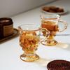 3PCS Amber Glass Cups Vintage European Style Cute Design for Tea Black Tea Milk Tea Wine Drinks