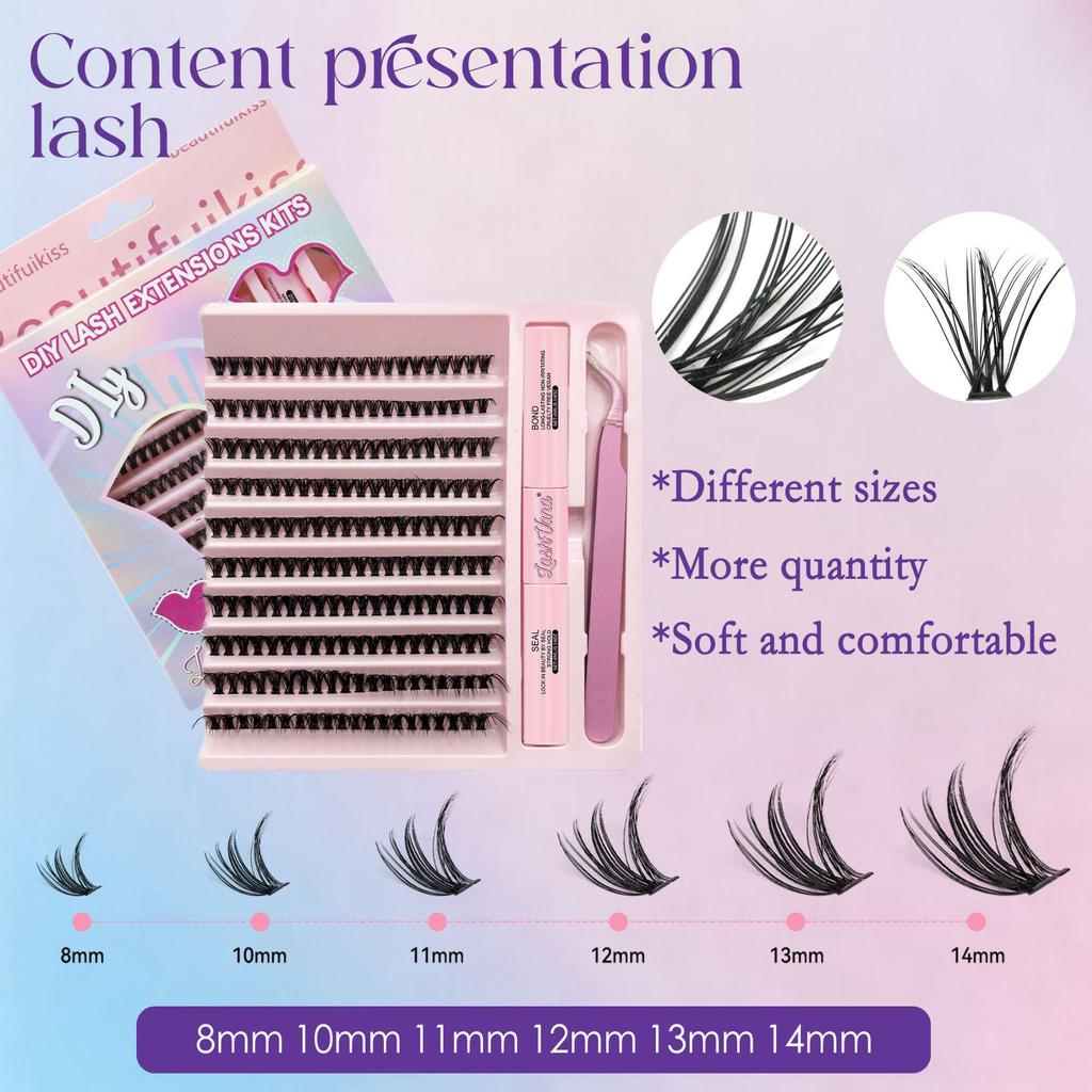 30D/40D Natural Black Flat Lash Set - Individual Vacation Eyelashes