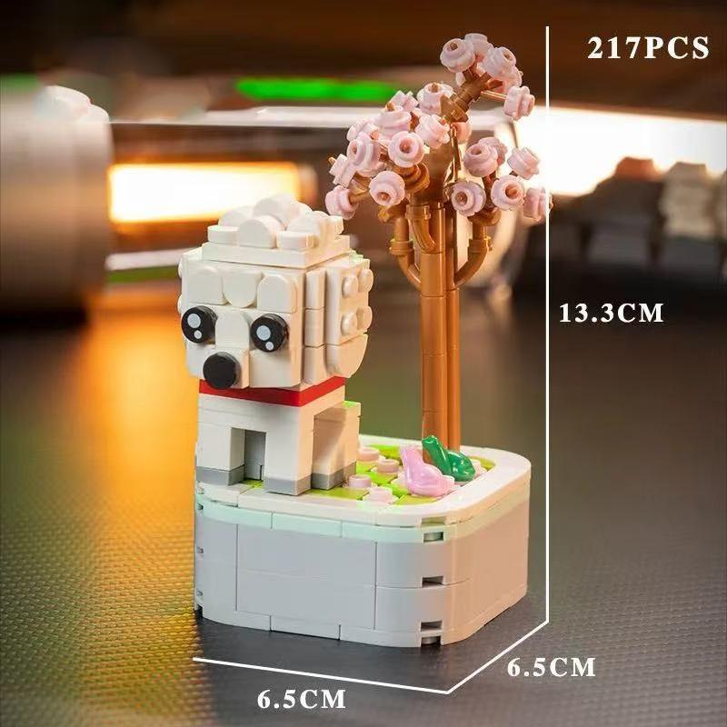 Insect Flower Building Blocks Creative Insect Dog Succulent Bouquet Desktop Decorative Ornaments Kids DIY Toys Holiday Gifts