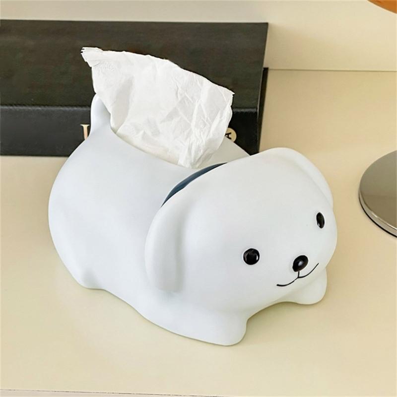 Nordic Adorable Puppy Shaped Tissue Holder Cream Colored Kitchen Counter Organizer Modern Home Decoration Gift Ideas