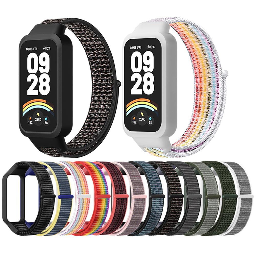For Xiaomi Smart Band 9 Active/Redmi Band 3 Nylon Strap Magic Tape Design Watch Band
