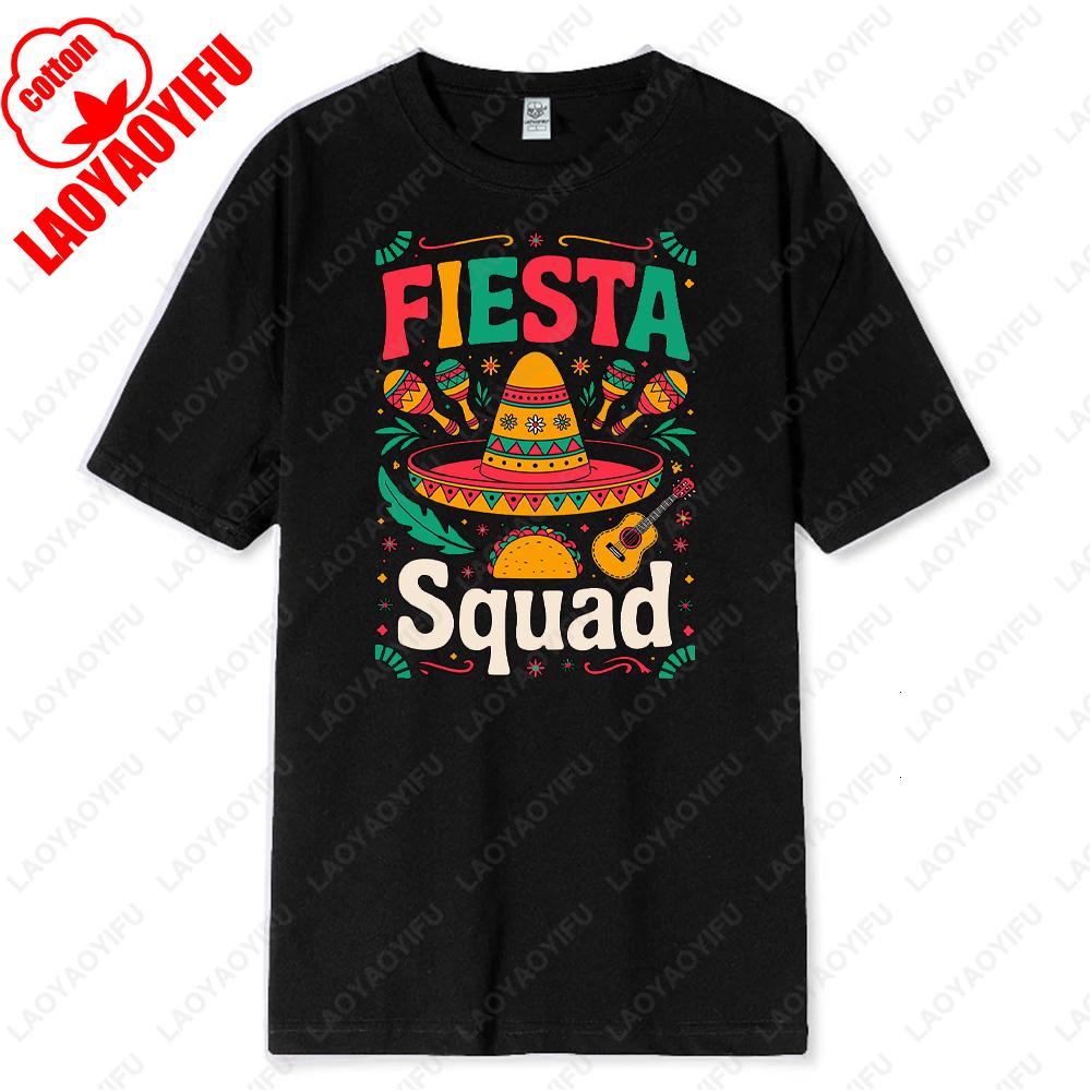Cinco De Mayo Unisex TShirt Celebrate Mexico May 5th Holiday Sombrero Guitar Flower Cactus Tops High Quality Cotton Print Tees 4XL