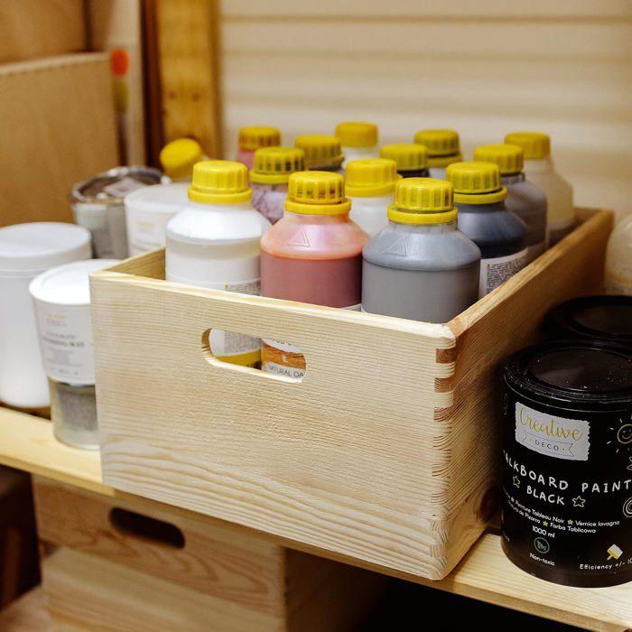 Caisse en Bois Rangement - Creative Deco - 40 x 30 x 24 cm - Non Peint - Poignées - Mixte