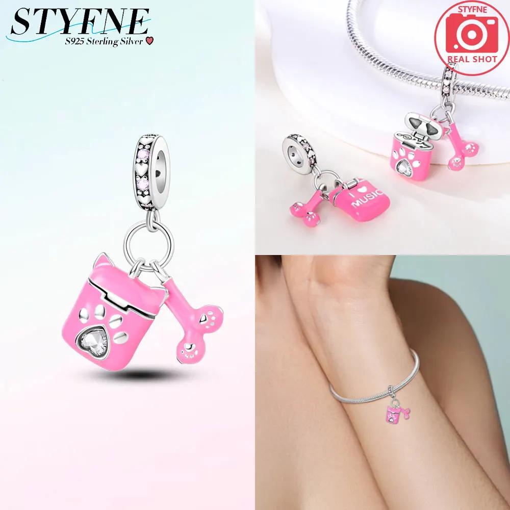 

Charm Copper Pink Cat Ear Bluetooth Headset Bead Fits Charm Plata Genuine Bracelets Bead Women Jewelry Crafting