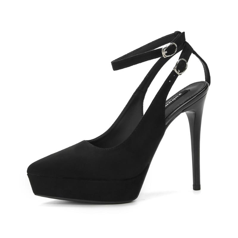 

3-1 Waterproof table suede high heels are not tired, but empty sandals with pointed thin heels and super high heels for women. 34