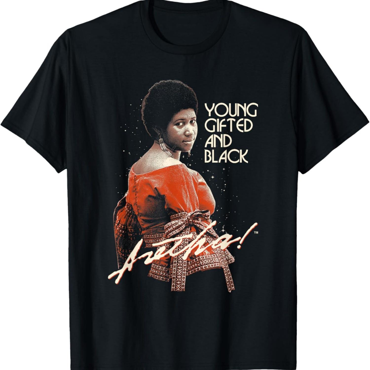 

Aretha Franklin Young Gifted and Black Stars Photo T-Shirt XXXXXL чёрный