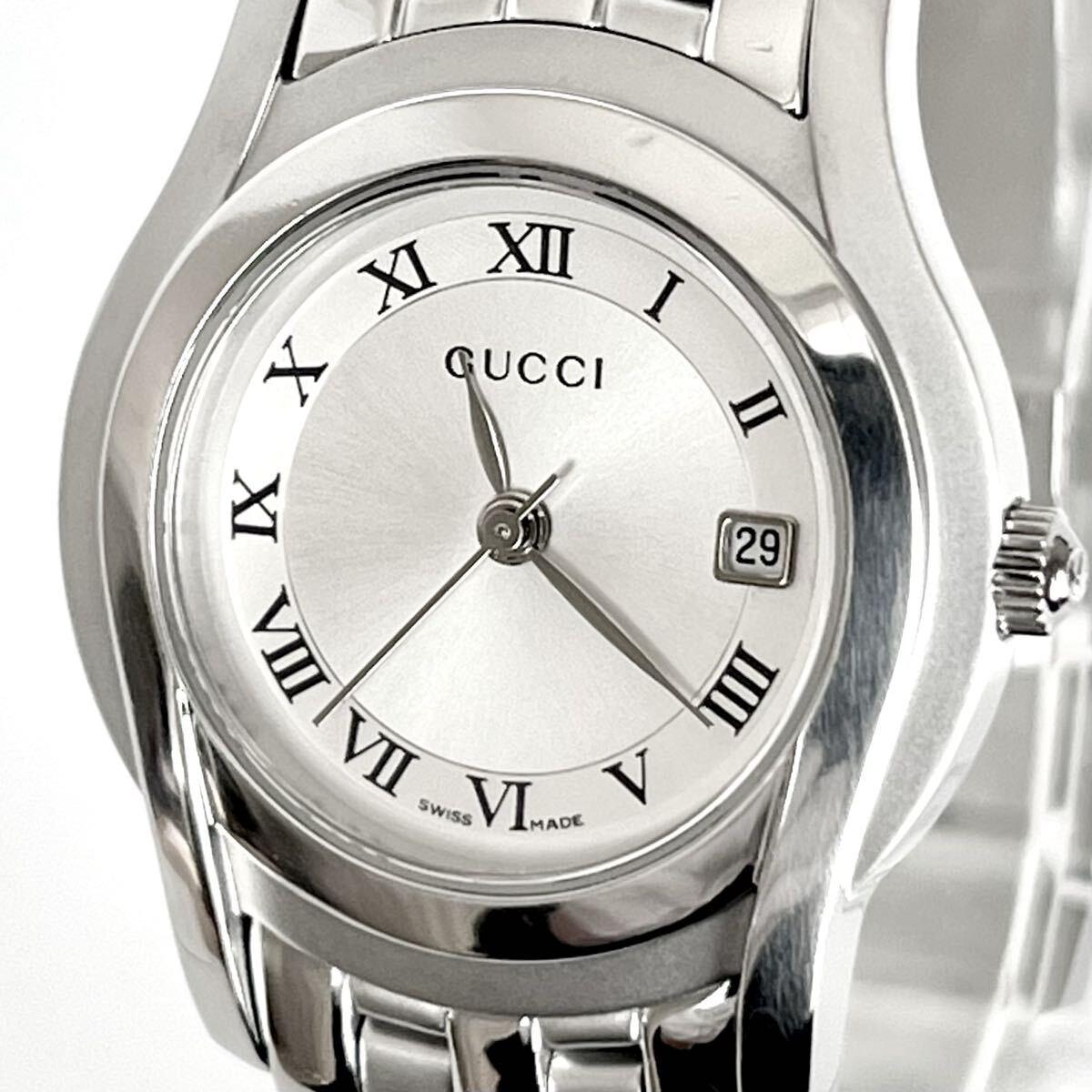 Used [In operation] Polished GUCCI 5500L ladies watch, in good condition, new battery, silver dial s2275