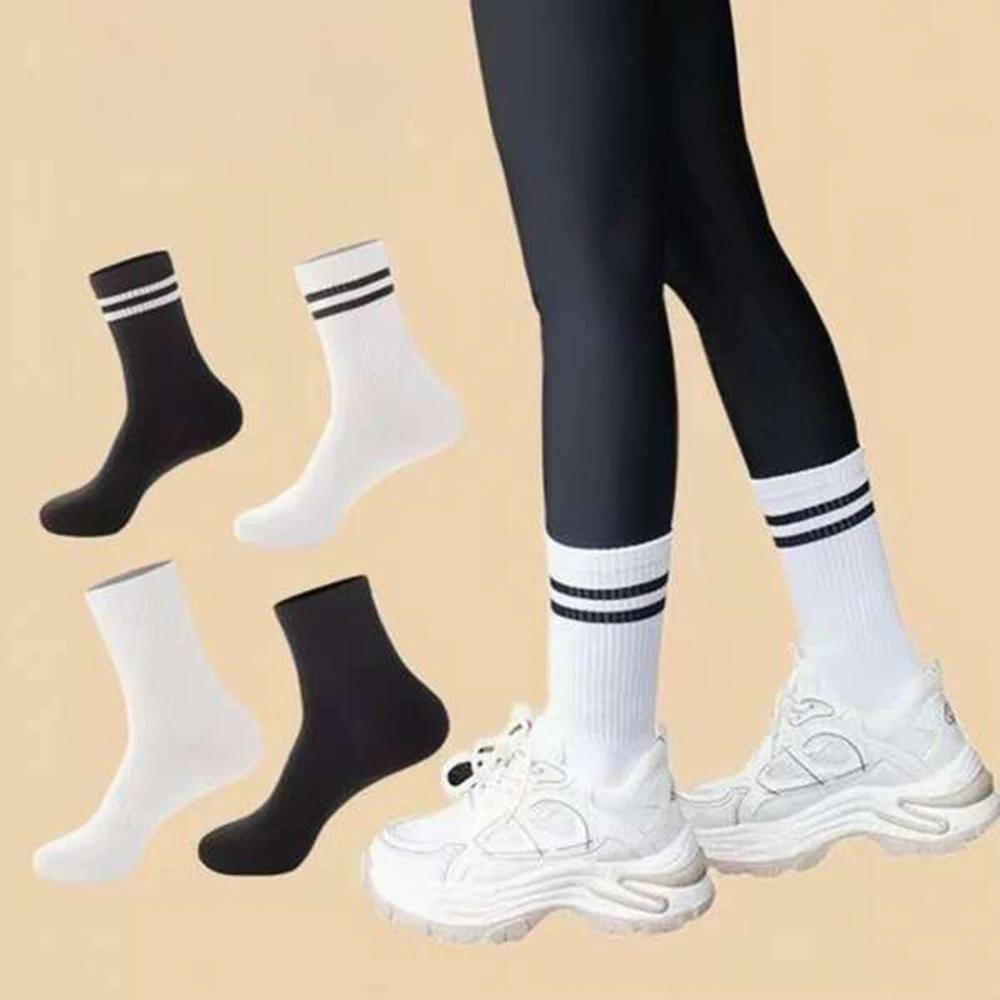 

4/10 Pairs Versatile Women Socks Simplicity Parallel Bar Pattern Fashion Breathable Autumn High Quality Women S Mid Length Socks One Size