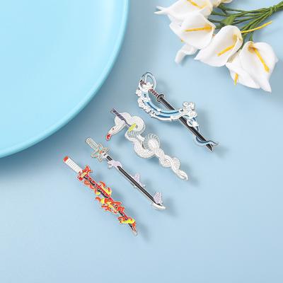 Metal Demon Slayer Pins Kimetsu No Yaiba Katana Badge Shinobu Brooches Tanjirou Sword Enamel Backpack Pin Anime Accessories Gift