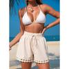 Pantaloncini Estivi Casual da Donna con Bordi in Pizzo, Moda Elastici Larghi da Spiaggia, Traspiranti Leggeri per Uso Quotidiano da Donna