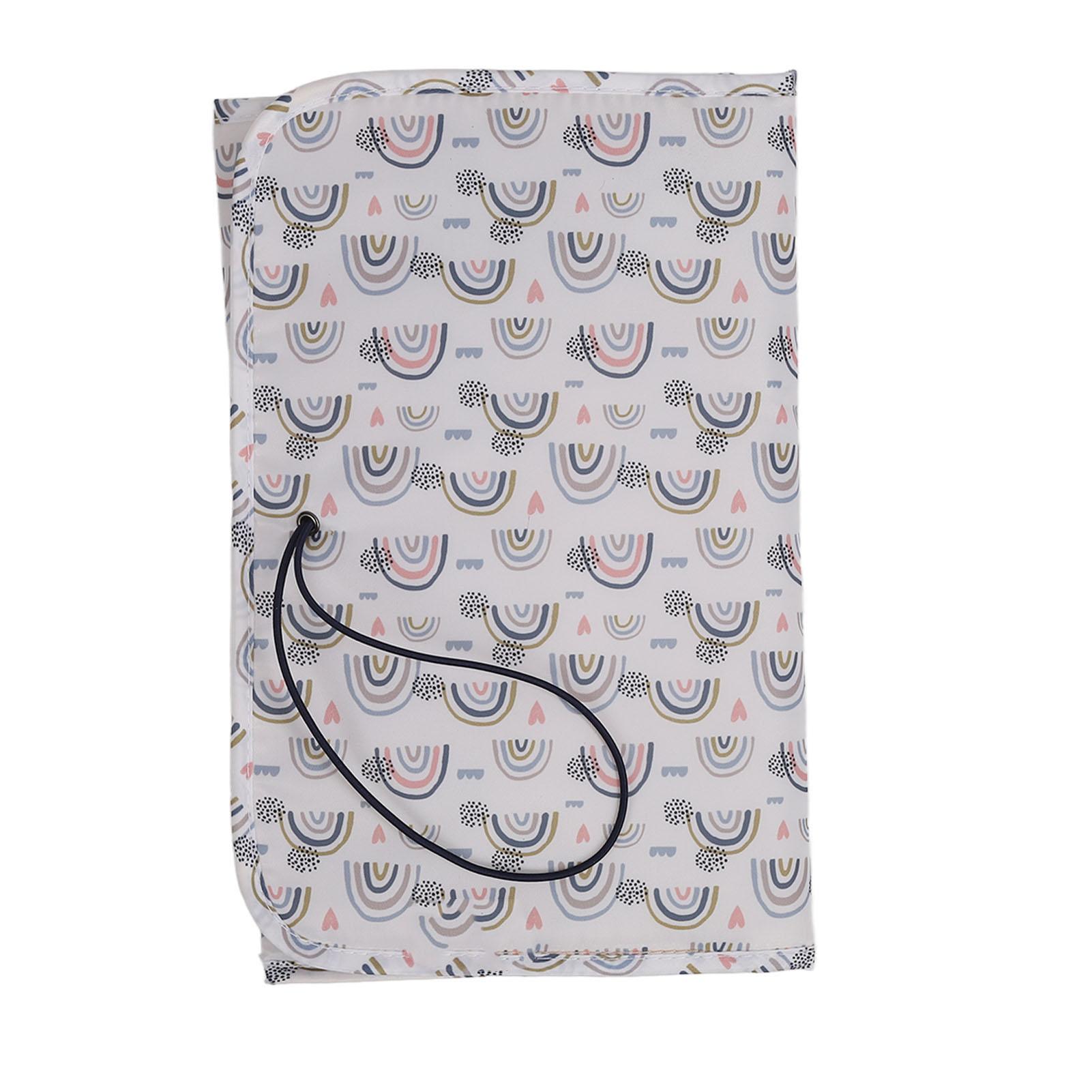 

Diaper Changing Pad Rainbow Pattern Waterproof Portable Multifunctional Nylon Baby Changing Mat White