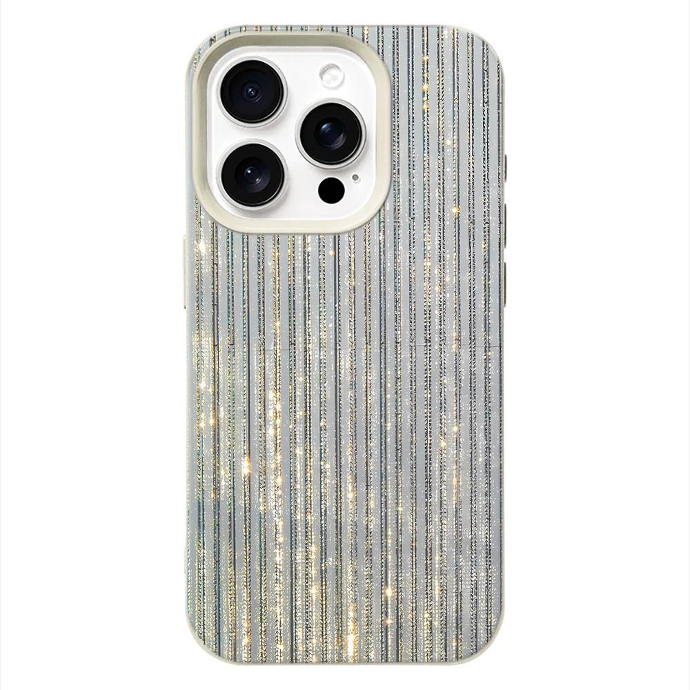 

Mint Pink Rose Stripe Silver Glitter Stripe Stylish Phone Case For Iphone 17 Air 16 16e 15 14 13 12 11 Pro Max Shockproof Cover iphone 15 Plus