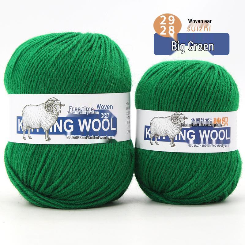 Wool Yarn Hand-Knitted Sweater Scarf Hat - Pure Color Four-Strand Yarn Ball