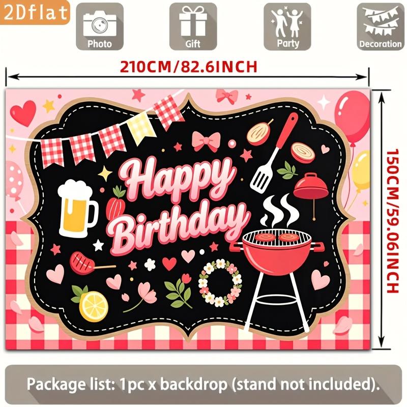 2D flat design 1 barbecue-themed party banner featuring grill and beer mug background patterns - hanging design