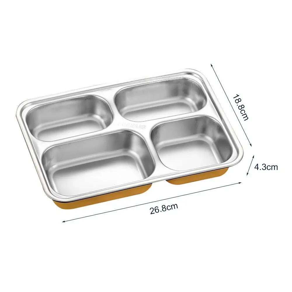 New Stainless Steel Dinner Tray Deepen Canteen Tableware Divided Plates Thickening High-quality Divided Fast Food Plate