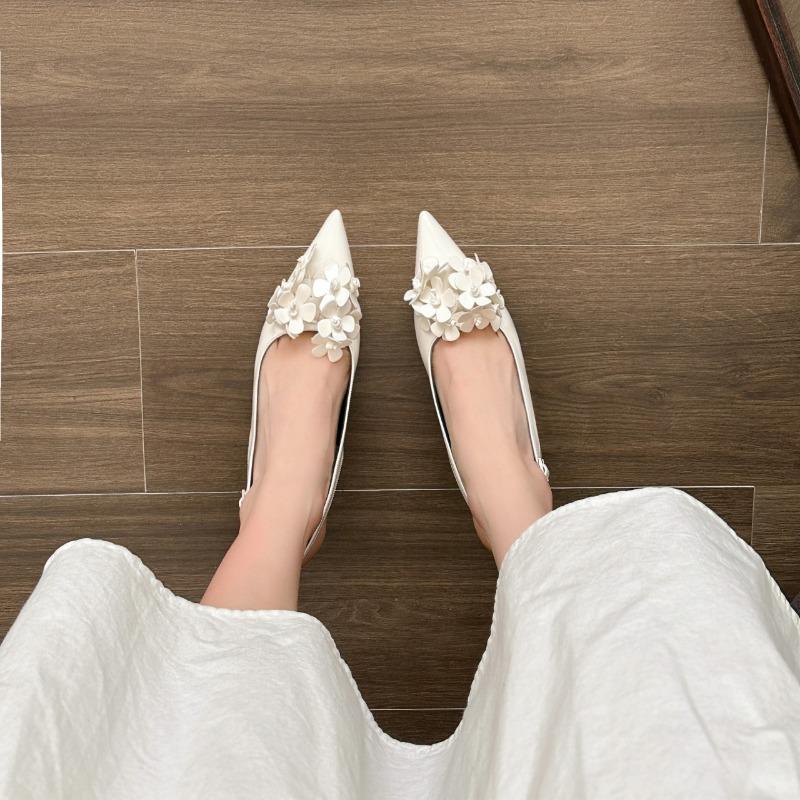 Fashion Women Brand Design Thin Heeled Pumps Flower Print High Heels Sandals for Woman Slip on Pointed Toe Party Shoes  Women 40