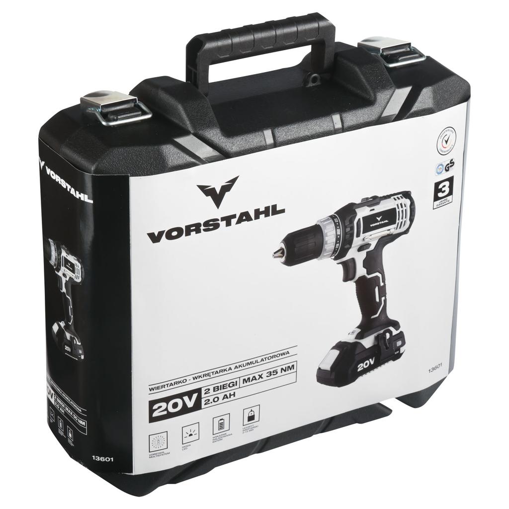 20V Cordless Impact Drill Driver LED 1x AKU 2Ah Vorstahl