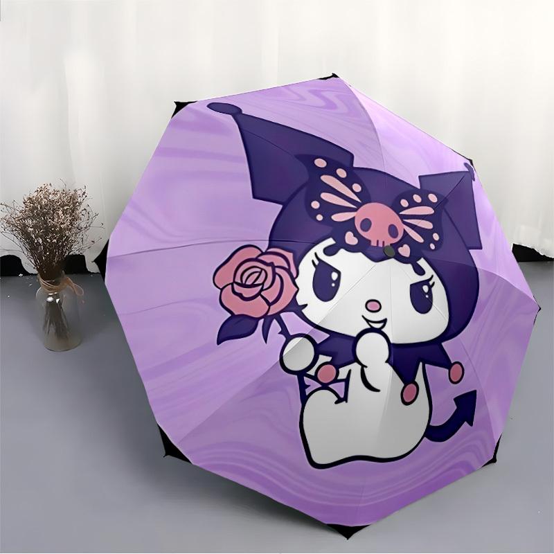 1pc Kuromi Automatic Umbrella Durable Iron Frame & Plastic Handle, Gift for Men & Women, Sturdy Construction yy250902009