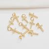 14K Gold-Filled Diamond Mini Cross Pendant for DIY Bracelets and Necklaces