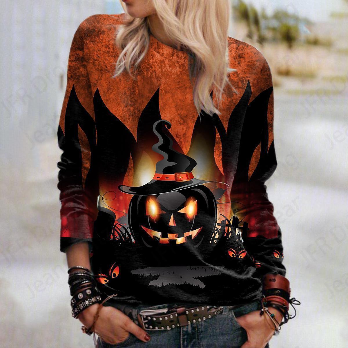 Happy Halloween 3D Print Hoodies Women Fashion Oversize Hoodie O-Neck Halloween — фото 4
