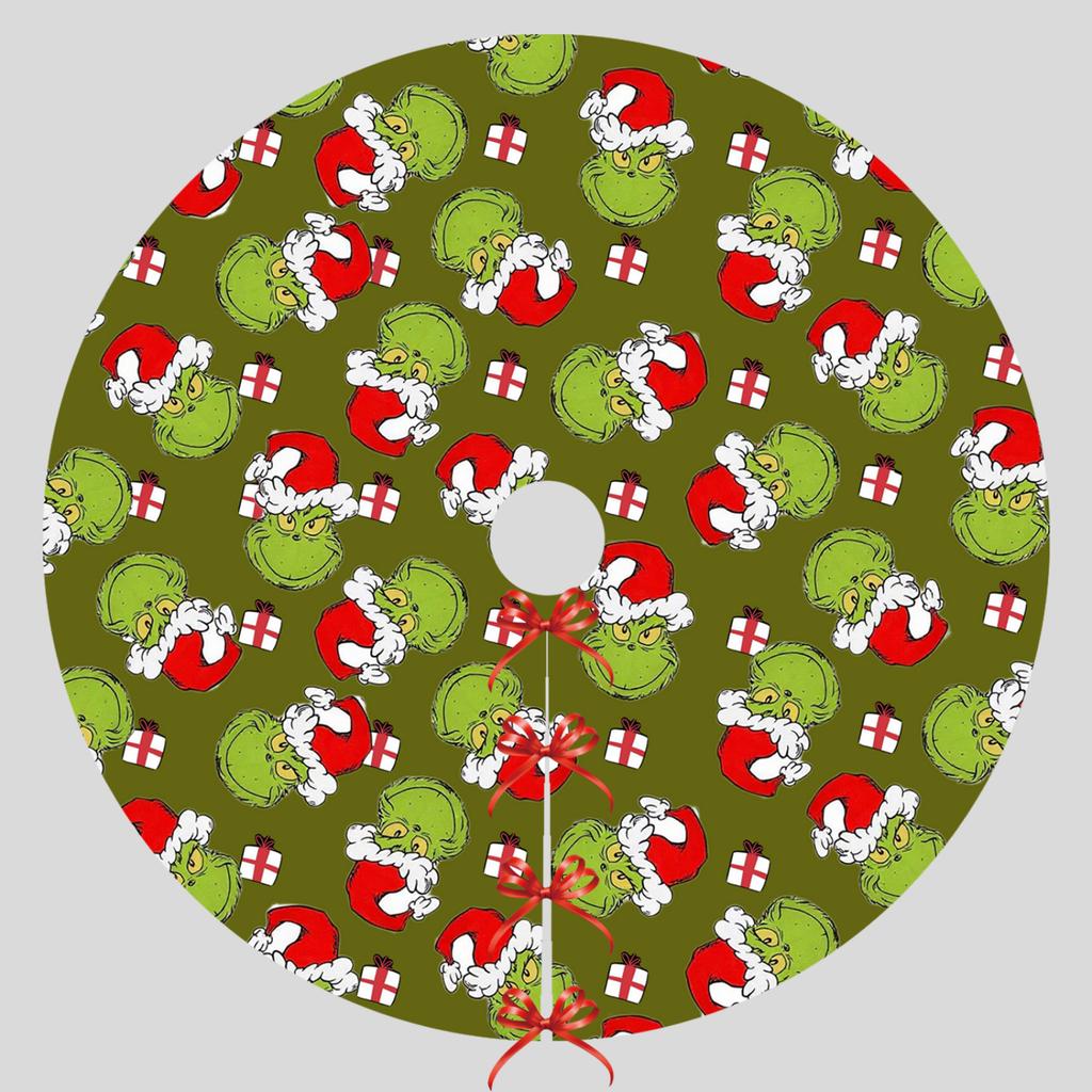 Christmas Tree Skirt Festive Atmosphere Decoration Digital Print Pattern Imitation Linen Fabric Tree Skirt