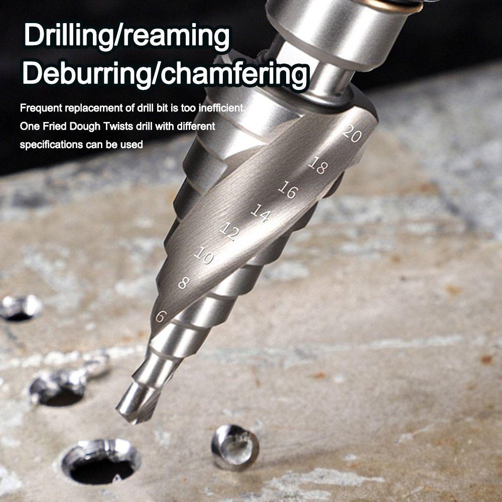 New Spiral Groove Step Drill Bit 4-20mm Wear-Resistant Punch Holes Drill Bit Faster Drilling Wood Metal Hole Opener