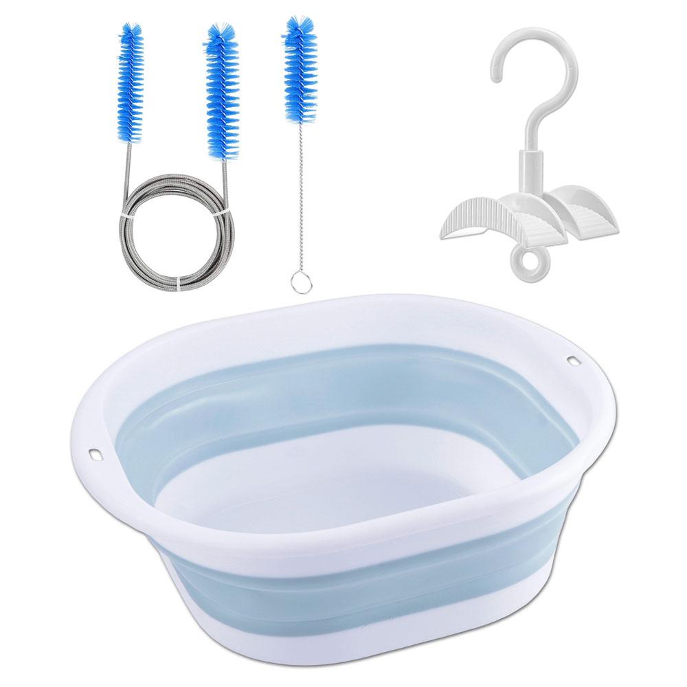

CPAP Cleaning Kit for Hose and Mask, Cpap Supplies Cleaner Includes Mask Cleaning Brush, Foldable Wash basin, Hose Drying Hanger